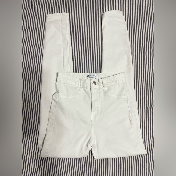 ZARA DENIM SKINNY HIGH WAIST WHITE Pant Woman, stretchy, SIZE 2 - Picture 9 of 16